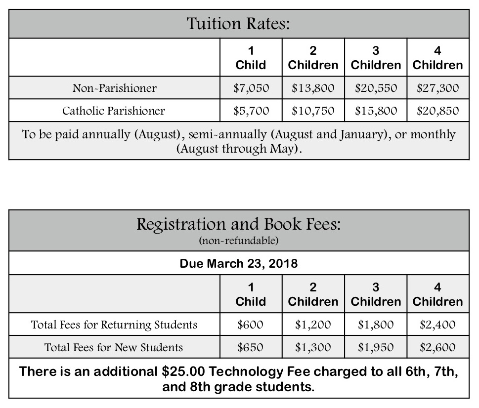 Tuition & Fees St. Andrew Catholic School