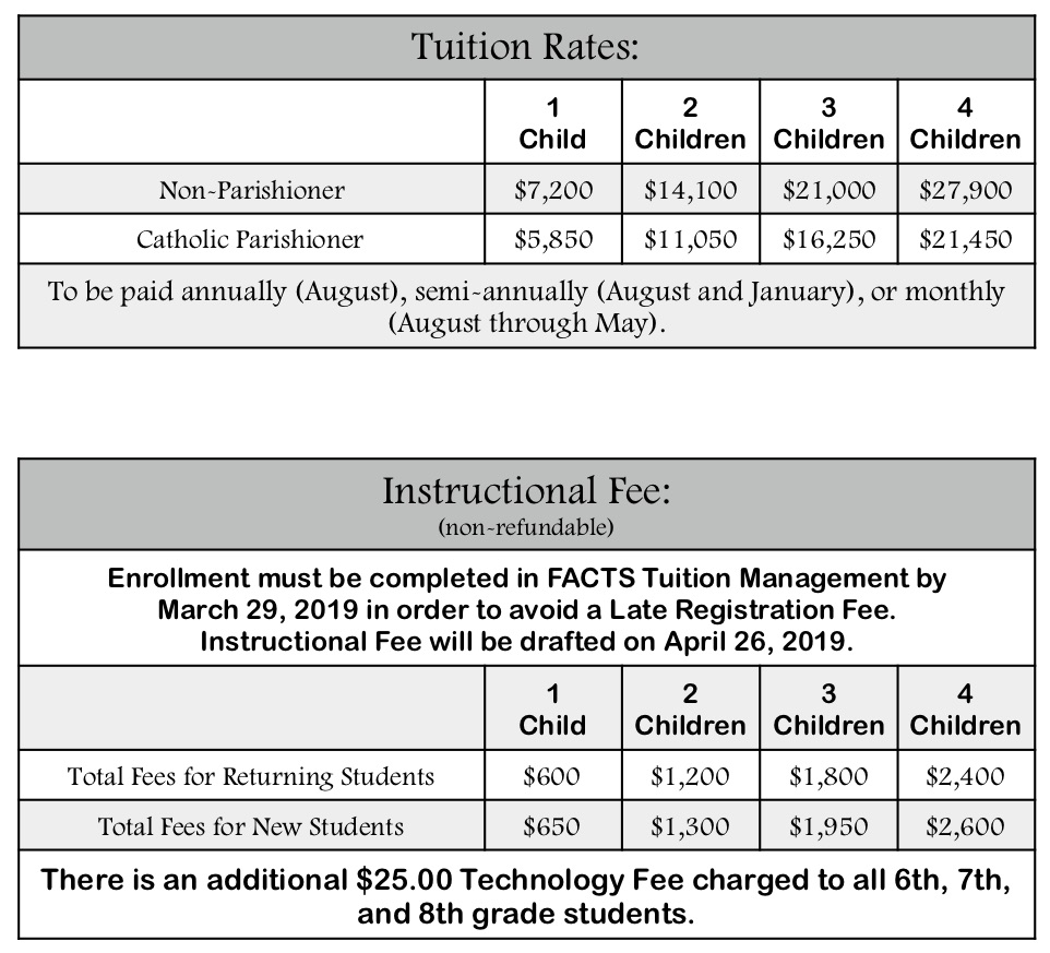 Tuition & Fees St. Andrew Catholic School